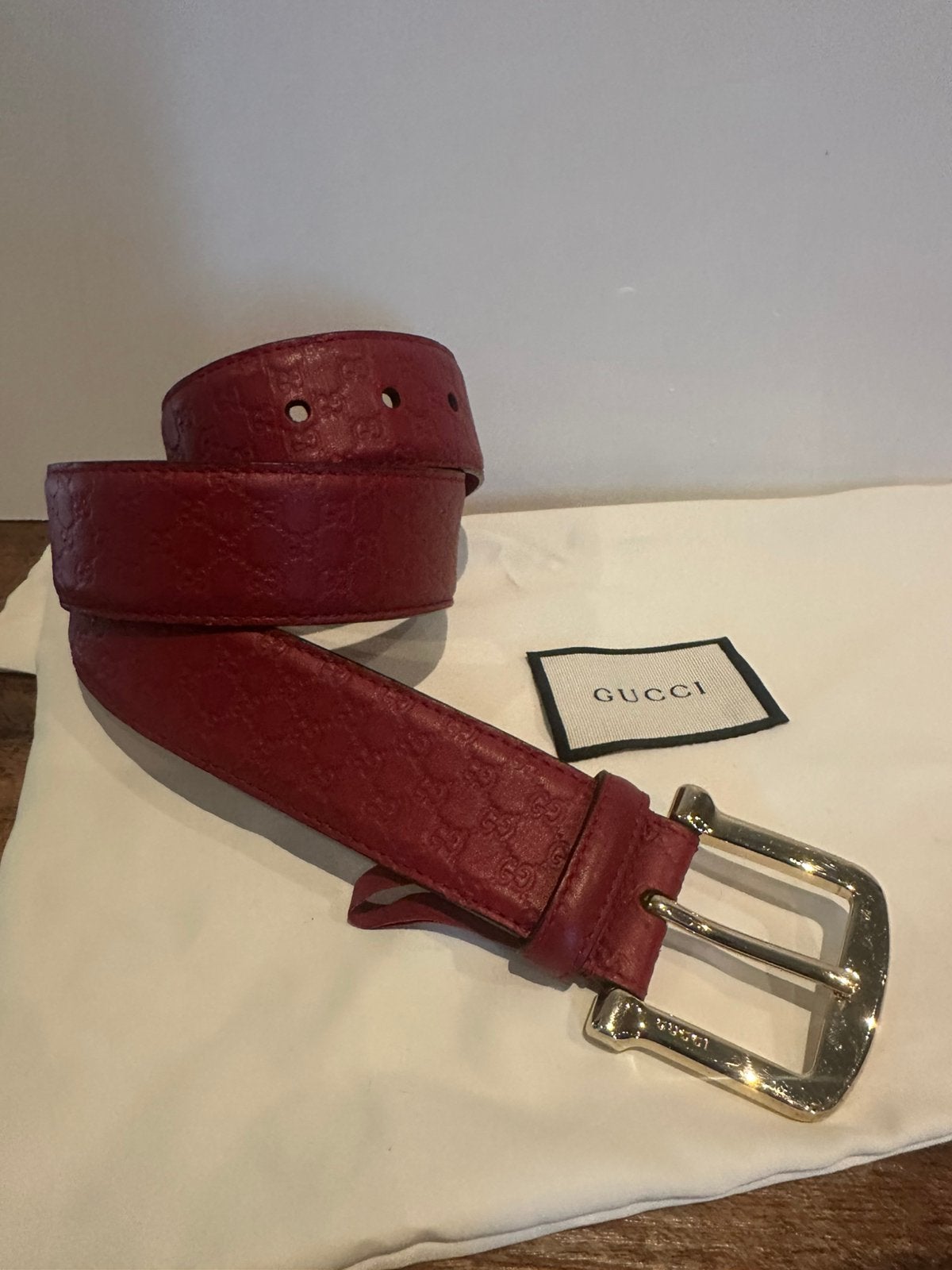 Bordeaurode Gucci riem mt 32 - 80 cm, 80 tot 90 cm, Tailleriem, Ophalen of Verzenden, Zo goed als nieuw