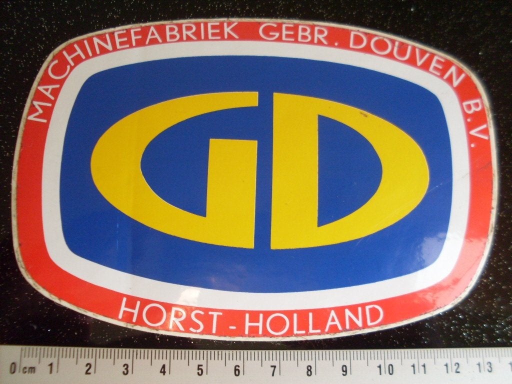 sticker machinefabriek gebr. Douven horst logo GD, Verzenden, Zo goed als nieuw, Bedrijf of Vereniging