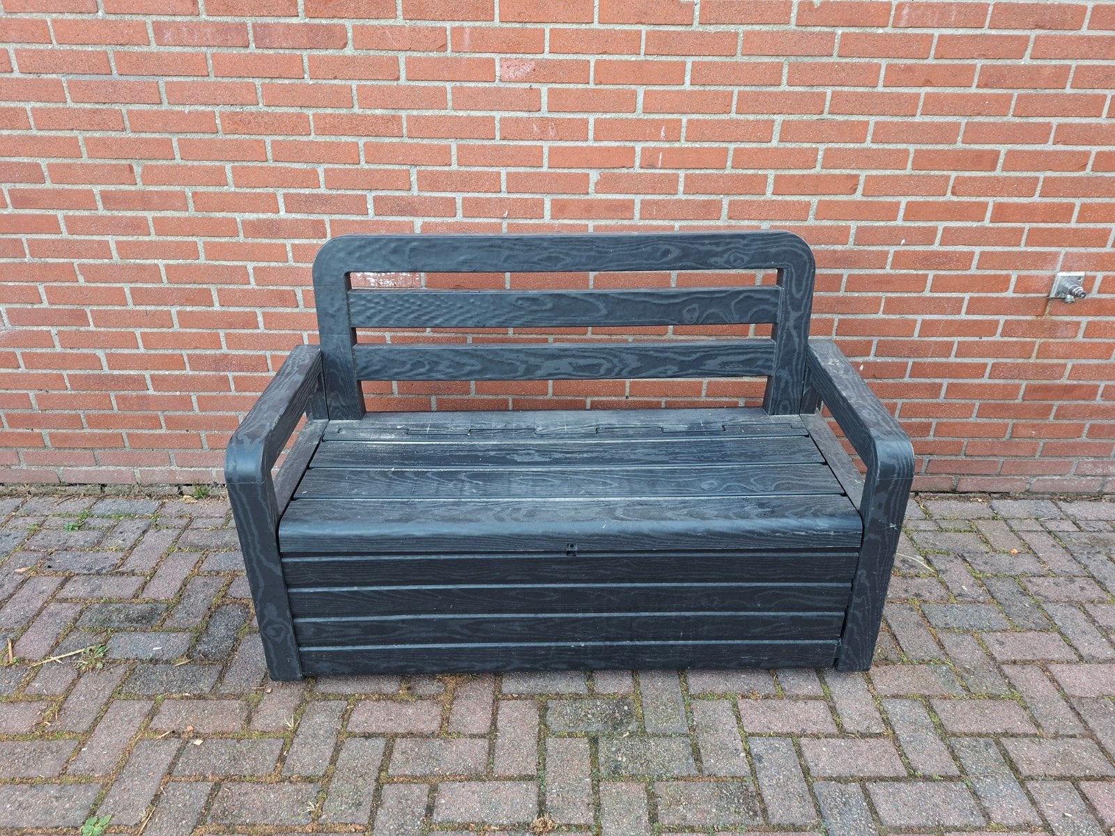kunstof kussenbox bank antraciet, Ophalen, Zo goed als nieuw, Kunststof