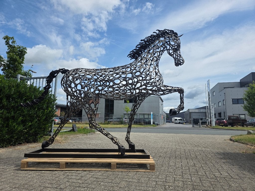 Tuinbeeld paard, Tuin en Terras, Ophalen, Gebruikt, Metaal, Dierenbeeld