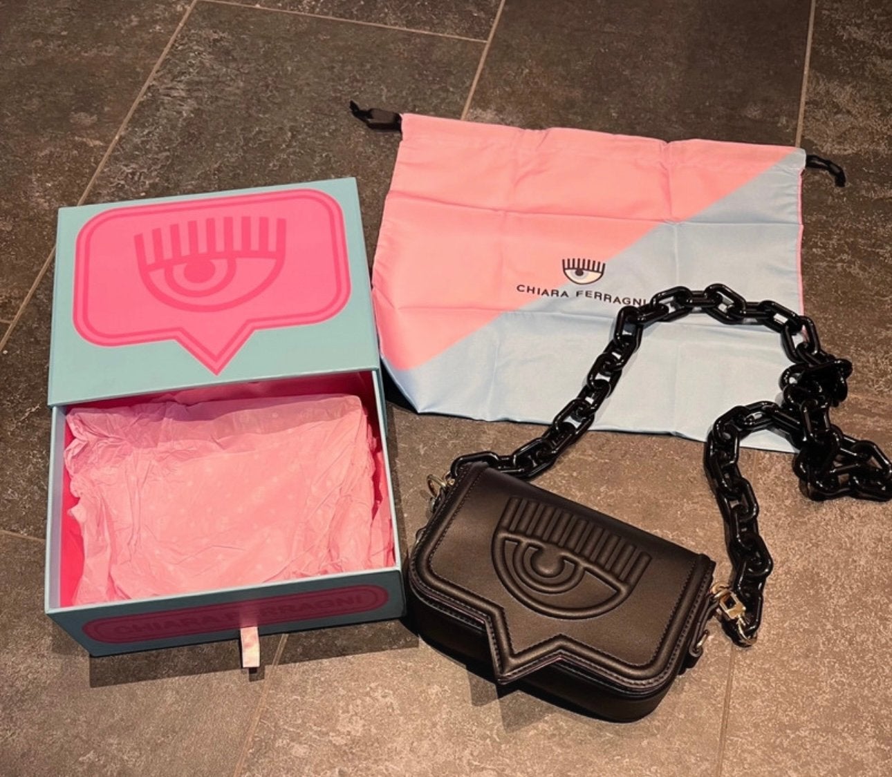 Chiara ferragni tas orgineel, Mi, Schoudertasje, Zwart, Zo goed als nieuw