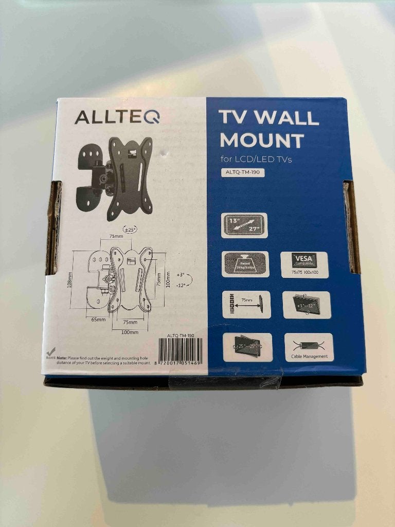 ALLTEQ TV Muurbeugel voor LCD/LED TV's (13"-27"), Ophalen of Verzenden, Nieuw