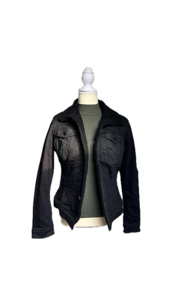 G-star spijkerjack maat XS/S. Zwart. Teddy gevoerd., Verzenden, Zo goed als nieuw, Maat 36 (S), Zwart