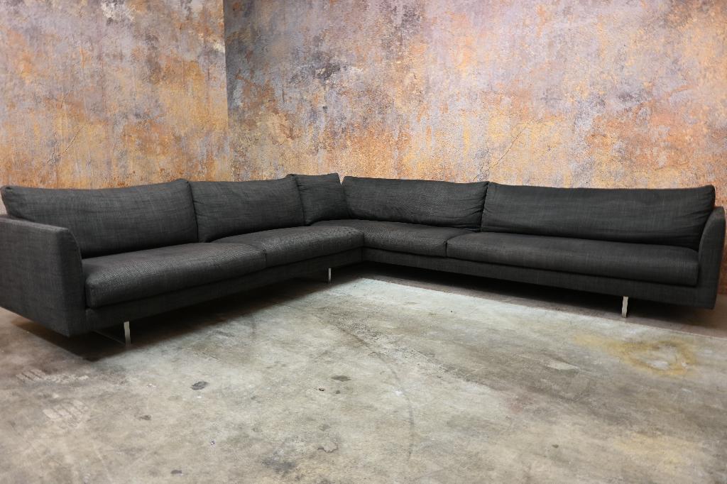 IZG Staat grote grijze stoffen Montis Axel design hoekbank, Huis en Inrichting, Banken | Bankstellen, Montis, 300 cm of meer, Ophalen of Verzenden