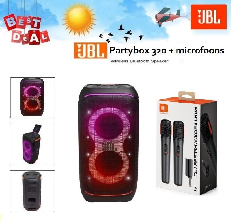 ✅NIEUW✅ JBL Partybox 320 + JBL Draadloze microfoons (2 st.), Ophalen of Verzenden, Nieuw, 120 watt of meer, JBL