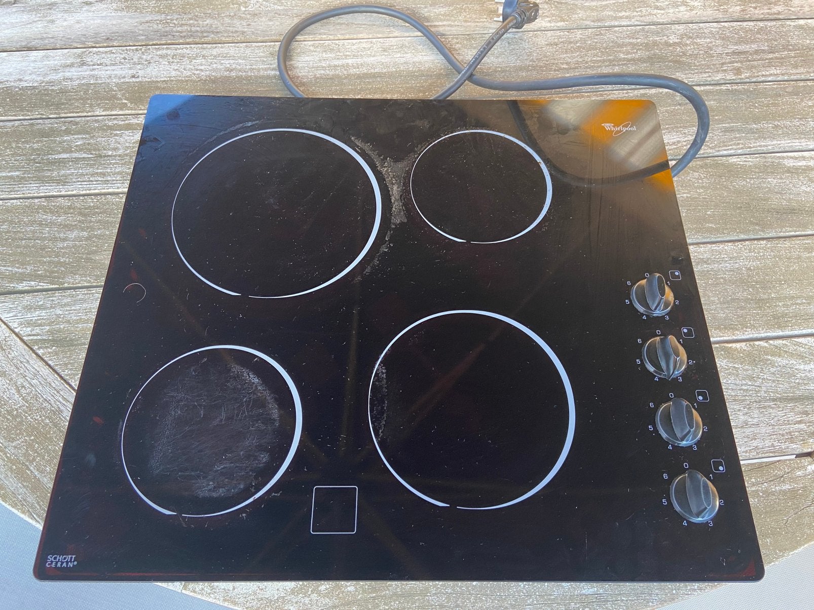 Mooie Whirlpool inductie kookplaat, Ophalen, 4 kookzones, Zo goed als nieuw, Inbouw