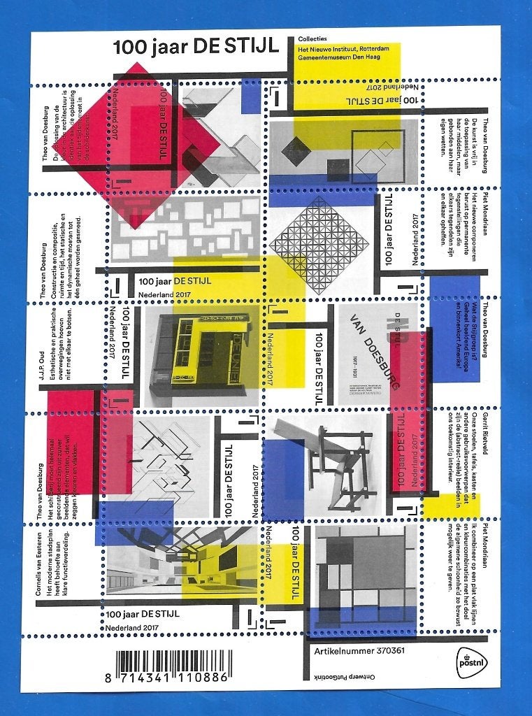 NVPH 3515-24 100 Jaar De Stijl - 2017 (postzegelvel), Verzenden, Na 1940, Postfris