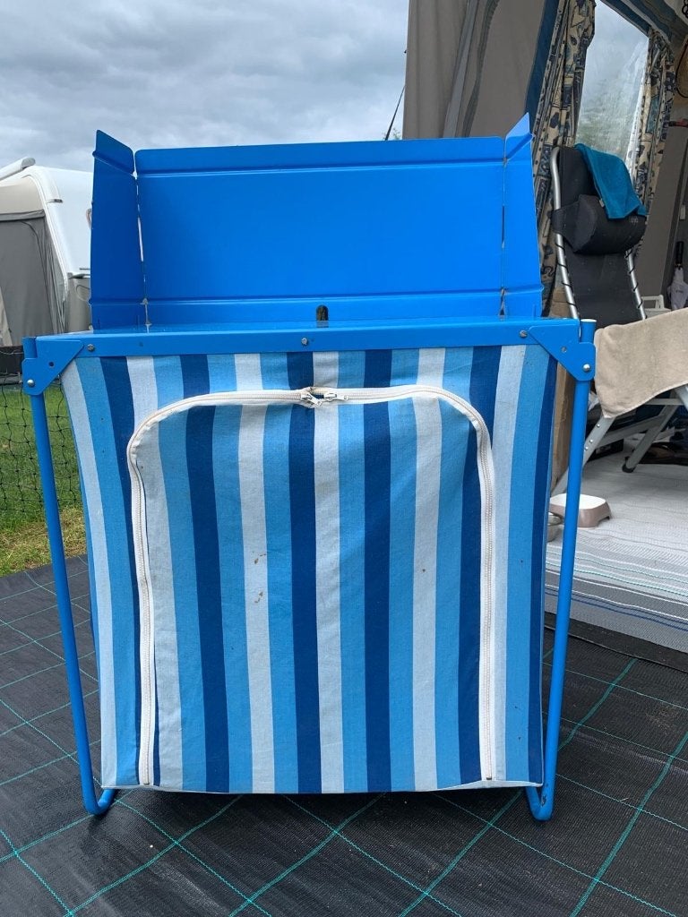Campingkastje met windscherm - Blauw gestreept, Caravans en Kamperen, Kampeeraccessoires, Ophalen, Gebruikt