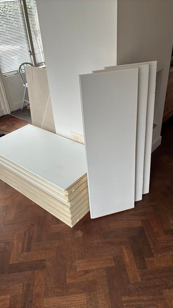 PIR platen met Fermacell of wit stuc 1200 x 600 mm, Doe-het-zelf en Verbouw, Platen en Panelen, Ophalen, Zo goed als nieuw