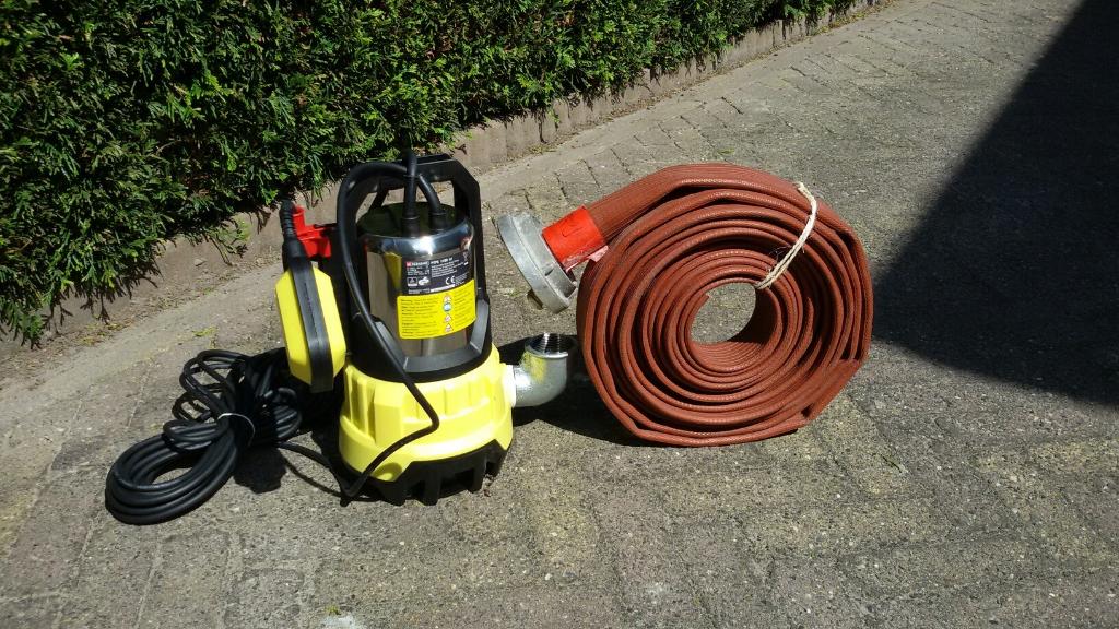 dompelpomp 20m3 klokpomp bouwpomp + 9mtr brandslang pompset, Ophalen, Nieuw, Elektrisch, Dompelpomp