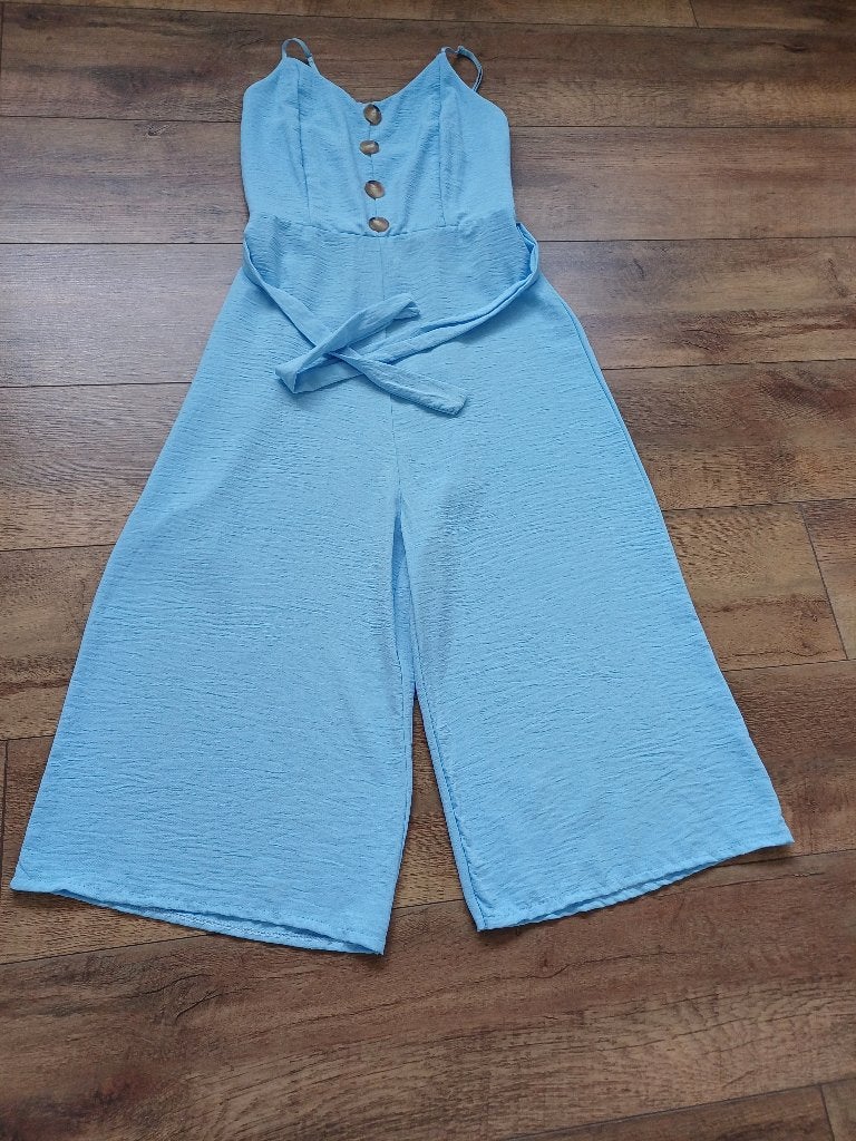 aparte blauwe jumpsuit met wijde pijpen 36, Kleding | Dames, Jumpsuits, Ophalen of Verzenden, Nieuw, Maat 36 (S), Blauw