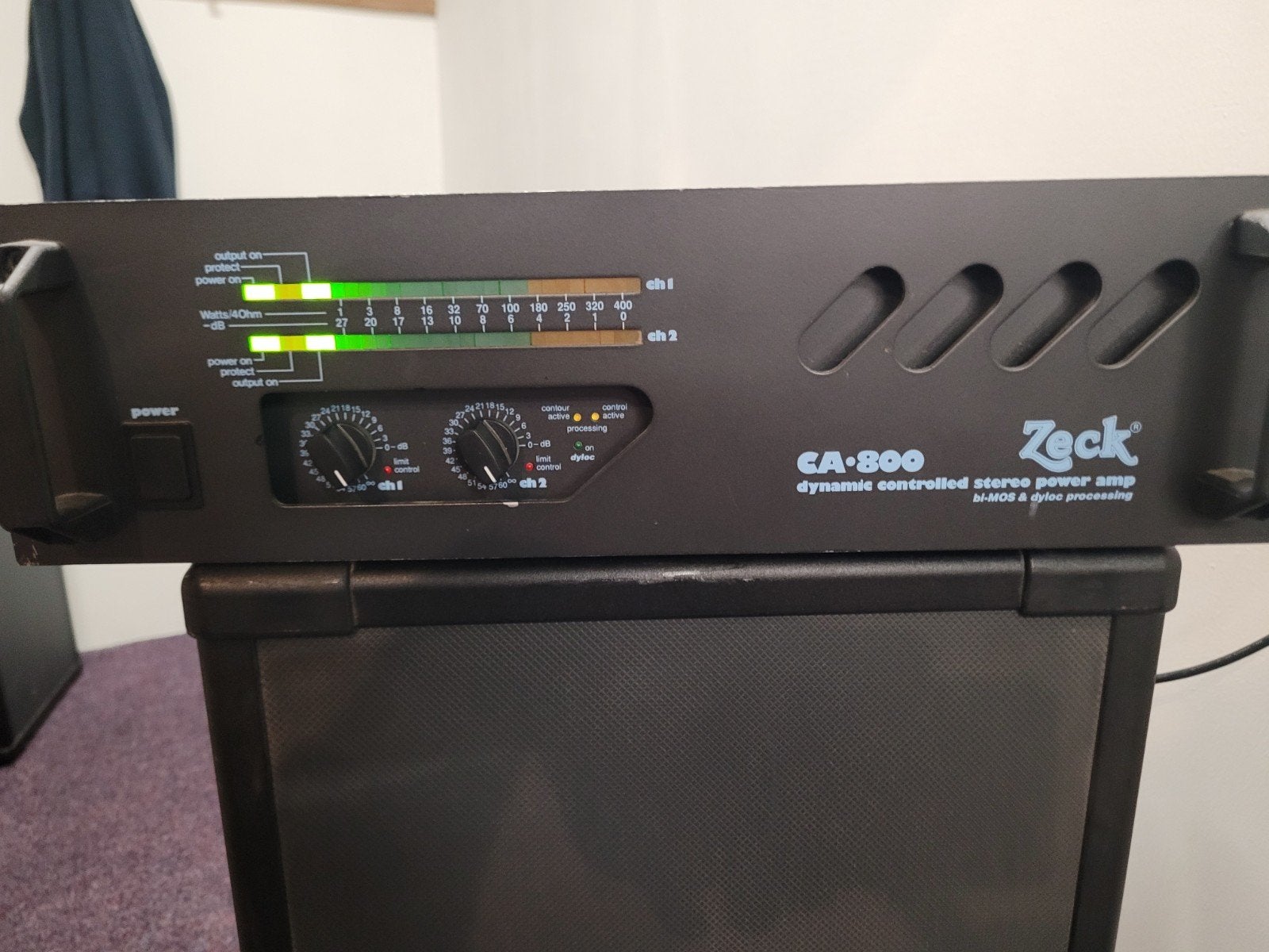 Zeck CA-800 Dynamic Controlled Stereo Power Amp, Ophalen, Gebruikt, 100 watt of meer