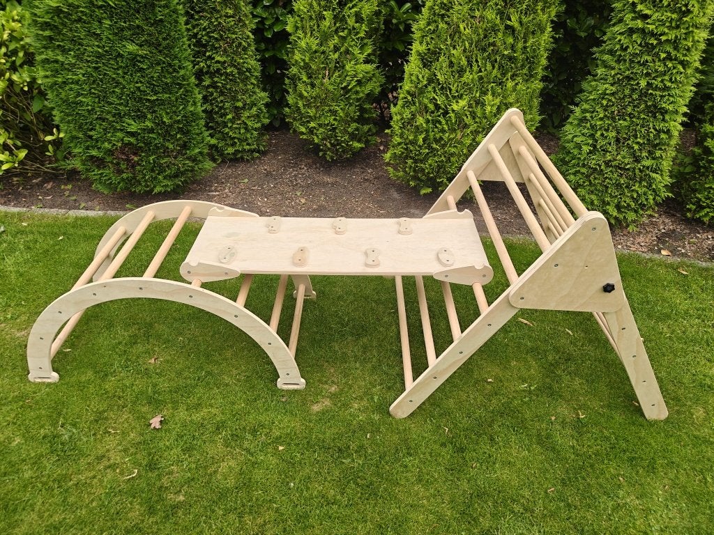 Houten klimdriehoek, helling en boog met kussen set, Ophalen, Zo goed als nieuw, Klimwand
