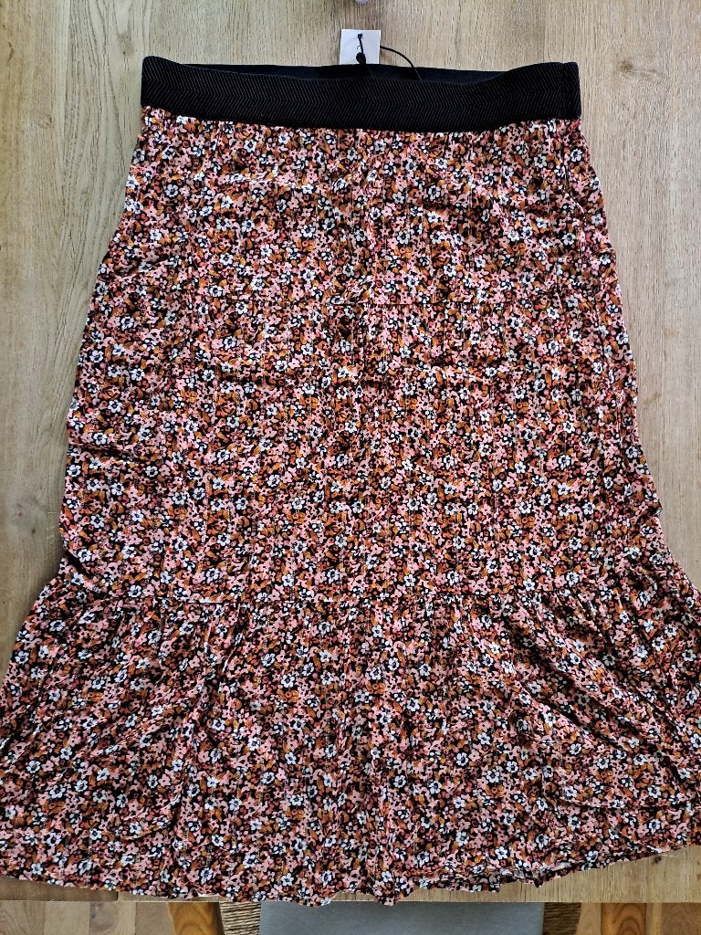ROK MET BLOEMENPRINT. NIEUW XXL. CL ESSENTIALS LUREX MAUVE, Meerkleurig, Maat 46/48 (XL) of groter, Nieuw, Cl Essentials