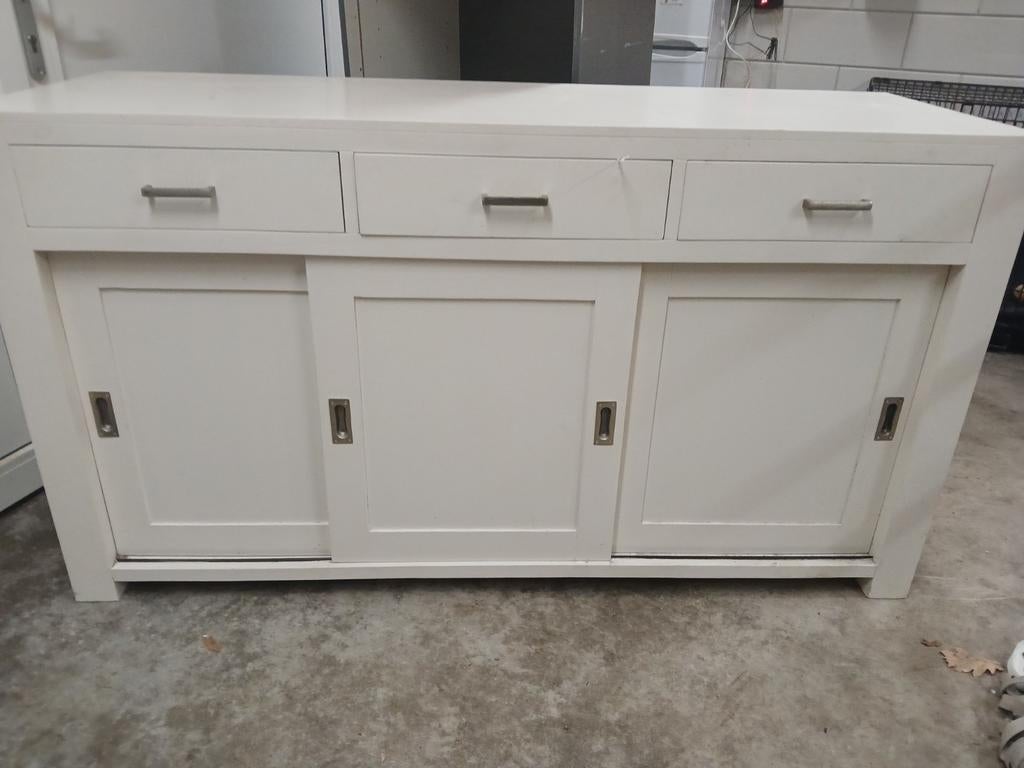 Wit dressoir met schuifdeuren, Ophalen, Gebruikt