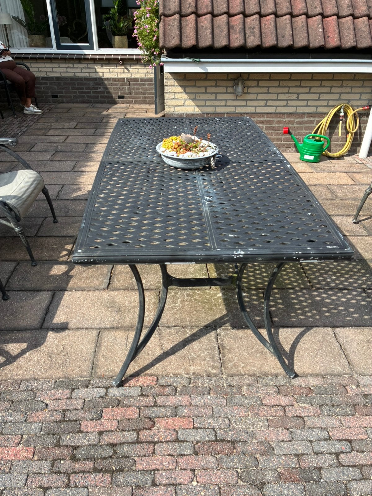 Aluminium tuintafel lxbxh 175x93x70 cm, Ophalen, Gebruikt, Rechthoekig, Aluminium