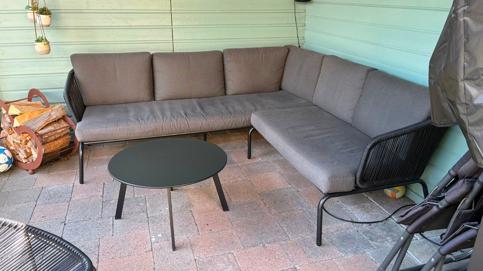 Moderne loungeset met salontafel en stoel, Ophalen, Gebruikt, 6 zitplaatsen, Aluminium