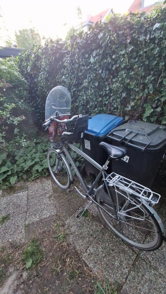 Altra herenfiets met kinderzitje en windscherm, Velgrem, Versnellingen, Ophalen, Overige merken