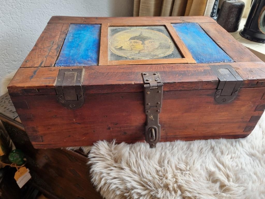 Luchtdichte munitie- patronenkist Duits WW2, Ophalen, Overige houtsoorten, Minder dan 50 cm, Minder dan 50 cm