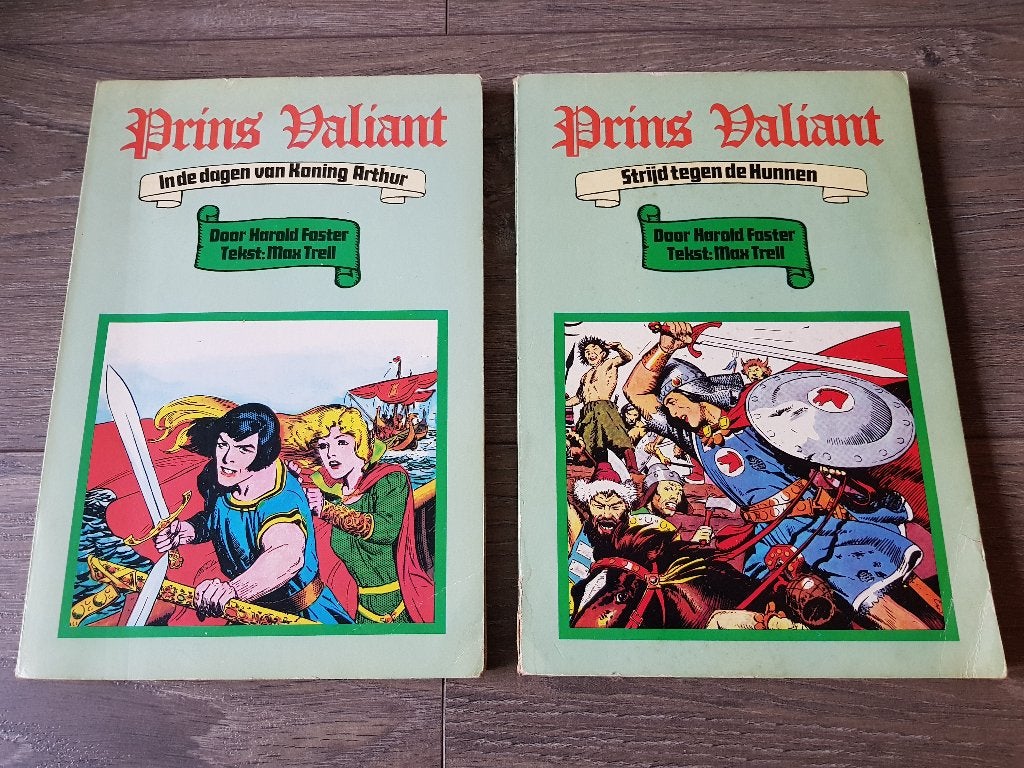 2 Stripboeken : Prins Valiant -- Harold Foster -- 1973, Meerdere stripboeken, Ophalen of Verzenden, Gelezen, Harold Foster / Max Trell