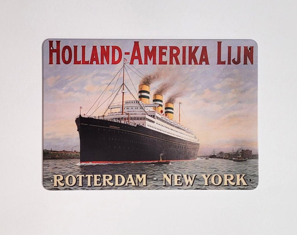 Holland Amerika lijn Rotterdam reclamebord van metaal deco, Verzamelen, Merken en Reclamevoorwerpen, Reclamebord, Info@deconoord.nl