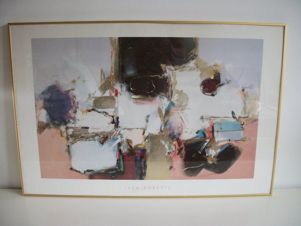 Jack Roberts Pair Untitled Abstracts in Gouden Lijst 94 x 63, Ophalen, Zo goed als nieuw, 75 tot 100 cm, Print