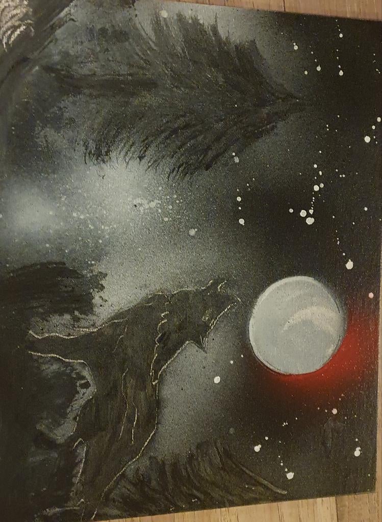 Wolf howling at the moon [Spraypaint art], Ophalen of Verzenden