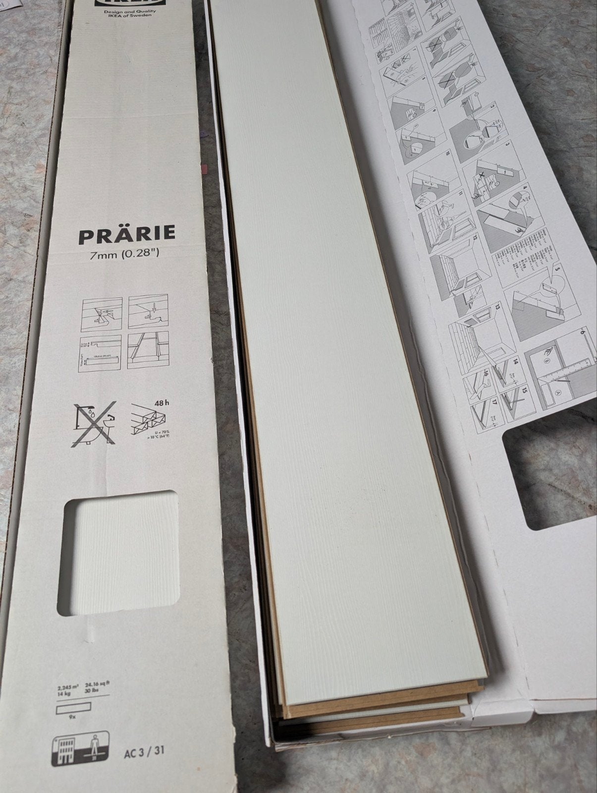 IKEA PRÄRIE Laminaatvloer wit - Nieuw!, Doe-het-zelf en Verbouw, Ophalen, 50 tot 150 cm, Nieuw, 10 m² of meer