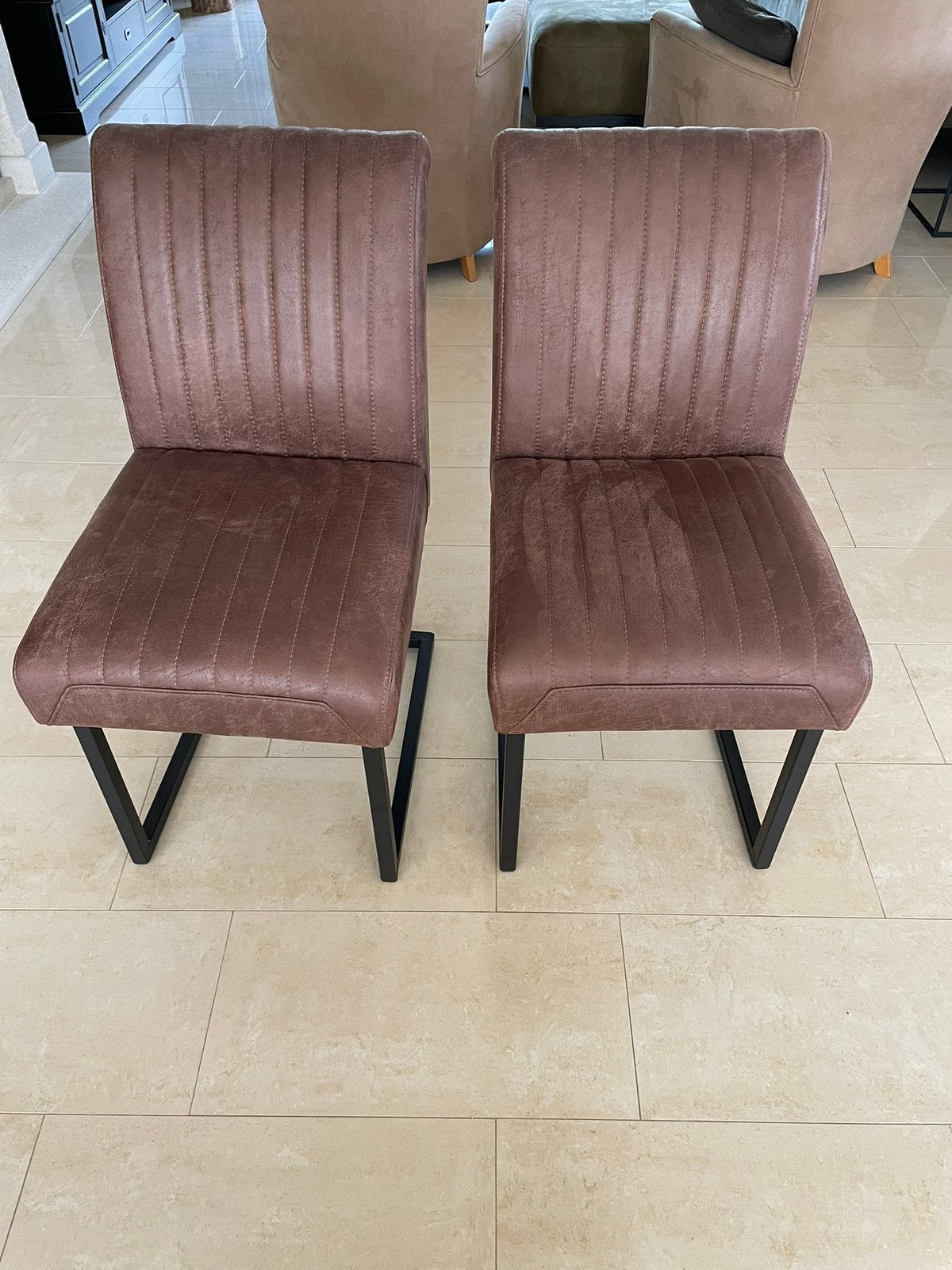 6 luxe bruine eetkamerstoelen – zo goed als nieuw, Ophalen, Zo goed als nieuw, Bruin, Vijf, Zes of meer stoelen