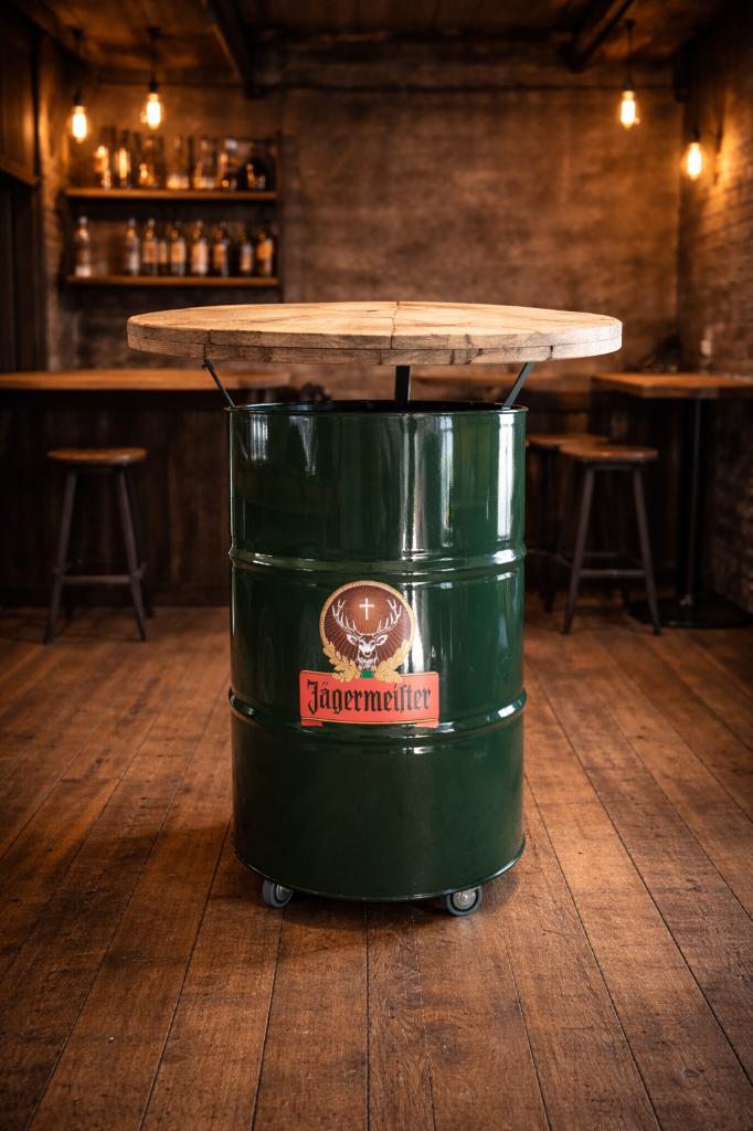 JAGERMEISTER statafel, hangtafel olievat tafel, Ophalen, Nieuw