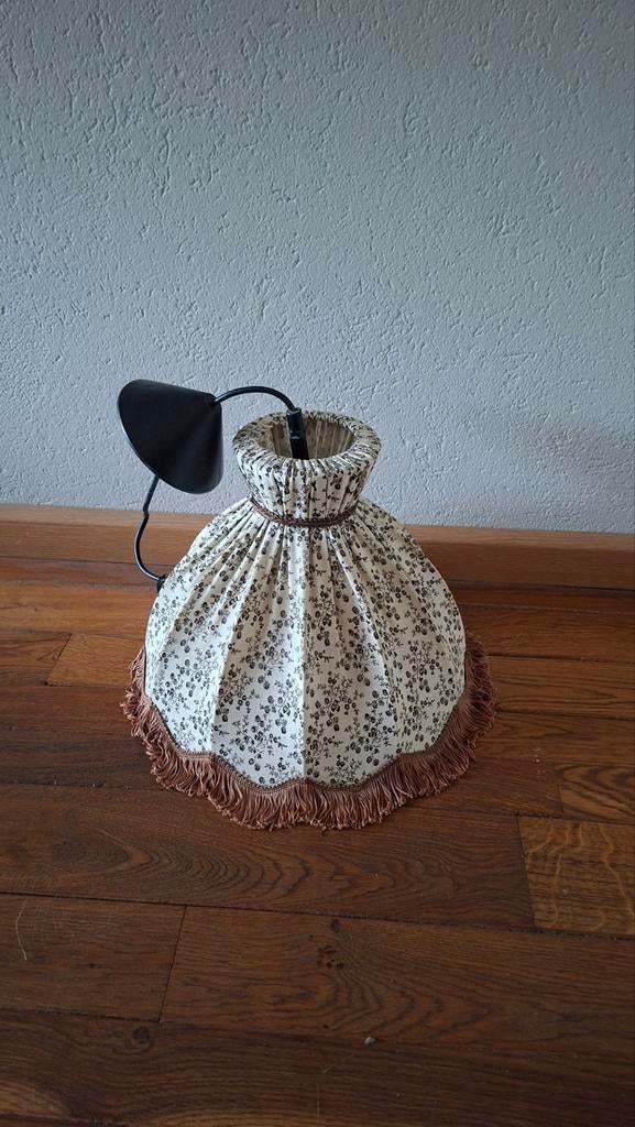 Vintage lampenkap met bloemenprint en franjes, Ophalen of Verzenden, Gebruikt