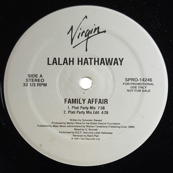 Lalah Hathaway - Family Affair (Sly Stone) Maxisingle, Ophalen of Verzenden, Zo goed als nieuw, EP, R&B en Soul