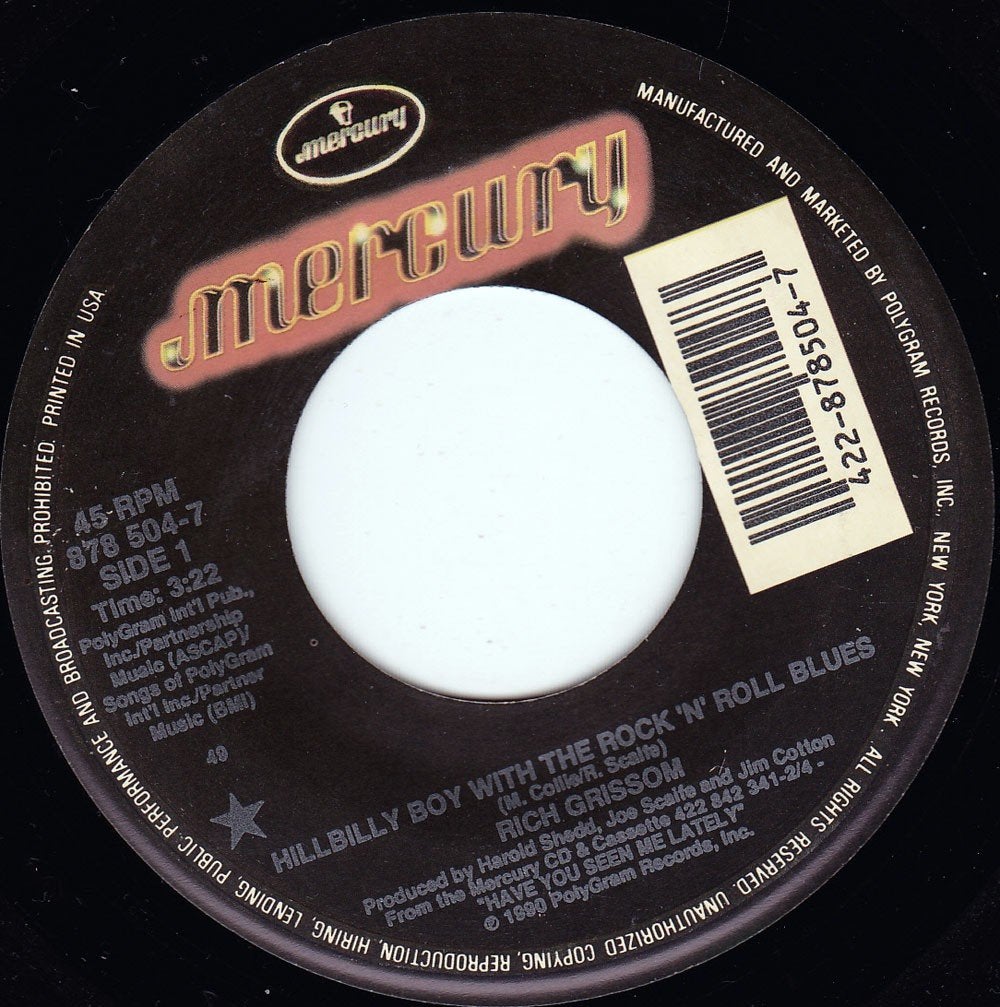 Rich Grissom - Hillbilly Boy With The Rock 'n' Roll Blues 7", Ophalen of Verzenden, Zo goed als nieuw, 7 inch, Country en Western