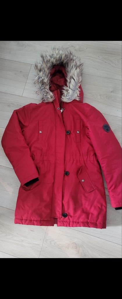 Rode Only winterjas met bontkraag, Maat 38/40 (M), Only, Ophalen of Verzenden, Zo goed als nieuw