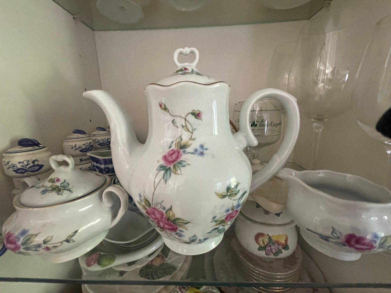 Vintage Karolina thee stel, bloem motief, Nieuw, Ophalen of Verzenden