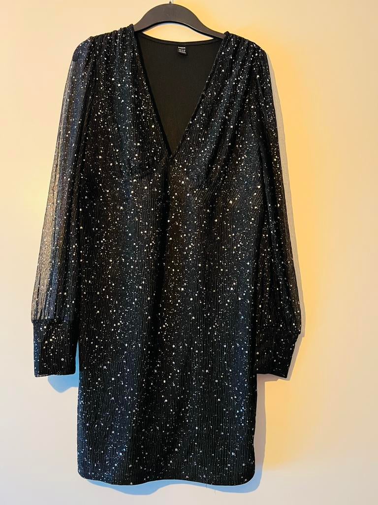 Jurk met glitters XL, Zwart, Maat 46/48 (XL) of groter, Ophalen of Verzenden, Zo goed als nieuw