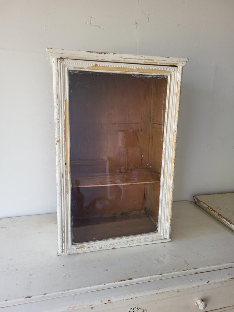 Oud Frans Vitrinekastje - Brocante Wandkast 43x23x63cm, Ophalen