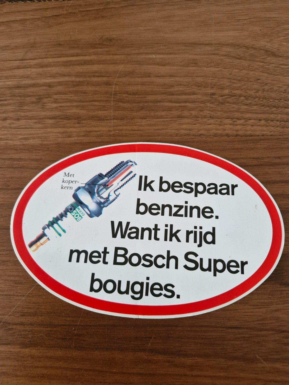382 Vintage Bosch Super bougies sticker - Ik bespaar benzine, Ophalen of Verzenden