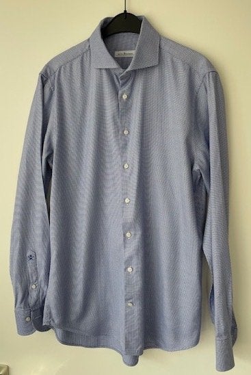Licht Blauw Wit Overhemd Maat 40, Blauw, Dutch Dandies, Gedragen, Halswijdte 39/40 (M)