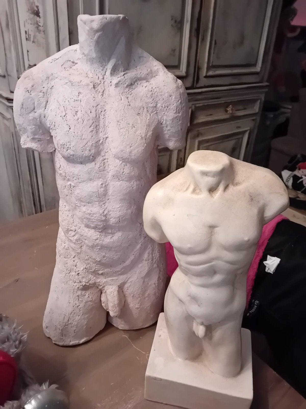 1 mannelijk torso beeld: steen, Ophalen, 50 - 100 cm, Steen of Keramiek, Beeld