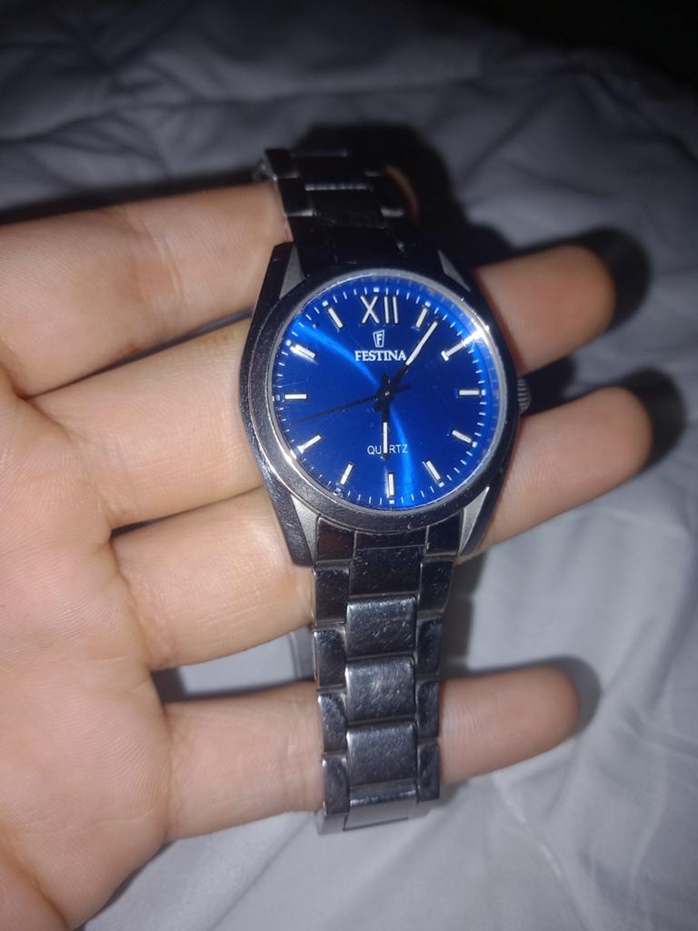 Blauwe Festina Quartz horloge, Overige merken, Staal, Polshorloge, Ophalen of Verzenden