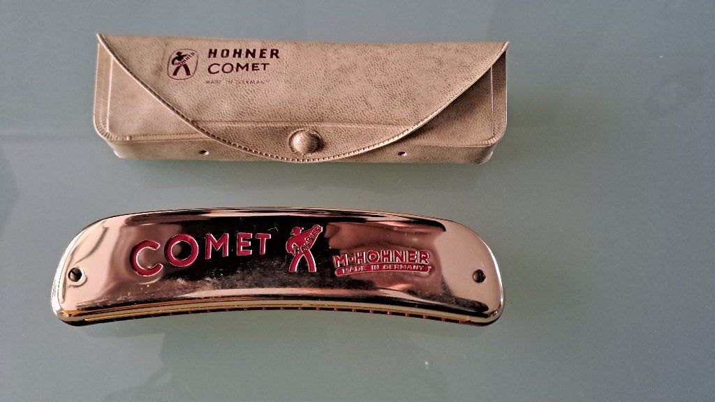 hohner comet mondharmonica, Ophalen of Verzenden, Gebruikt, C-mondharmonica, Met koffer of doosje