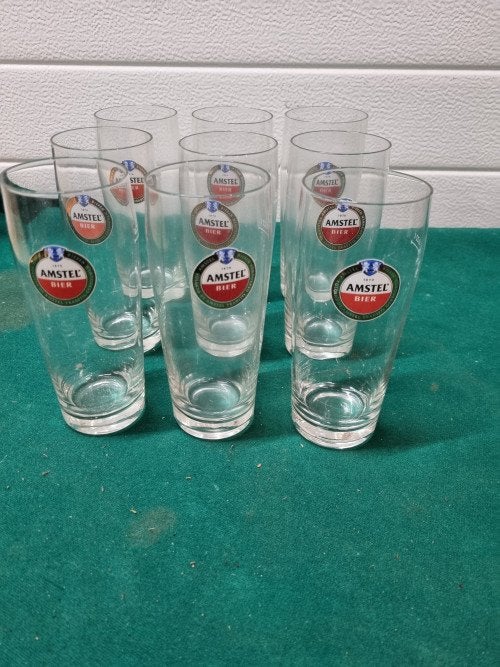 amstel glazen 9x en 2x fluitjes, Ophalen of Verzenden, 'T Olde Gre-j, Info@toldegrej.nl, Endepoelstraat 20f Didam