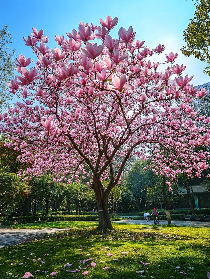 Magnolia x soulangeana zaadjes, die nu uitkomen. Winterhard, Verzenden, Halfschaduw
