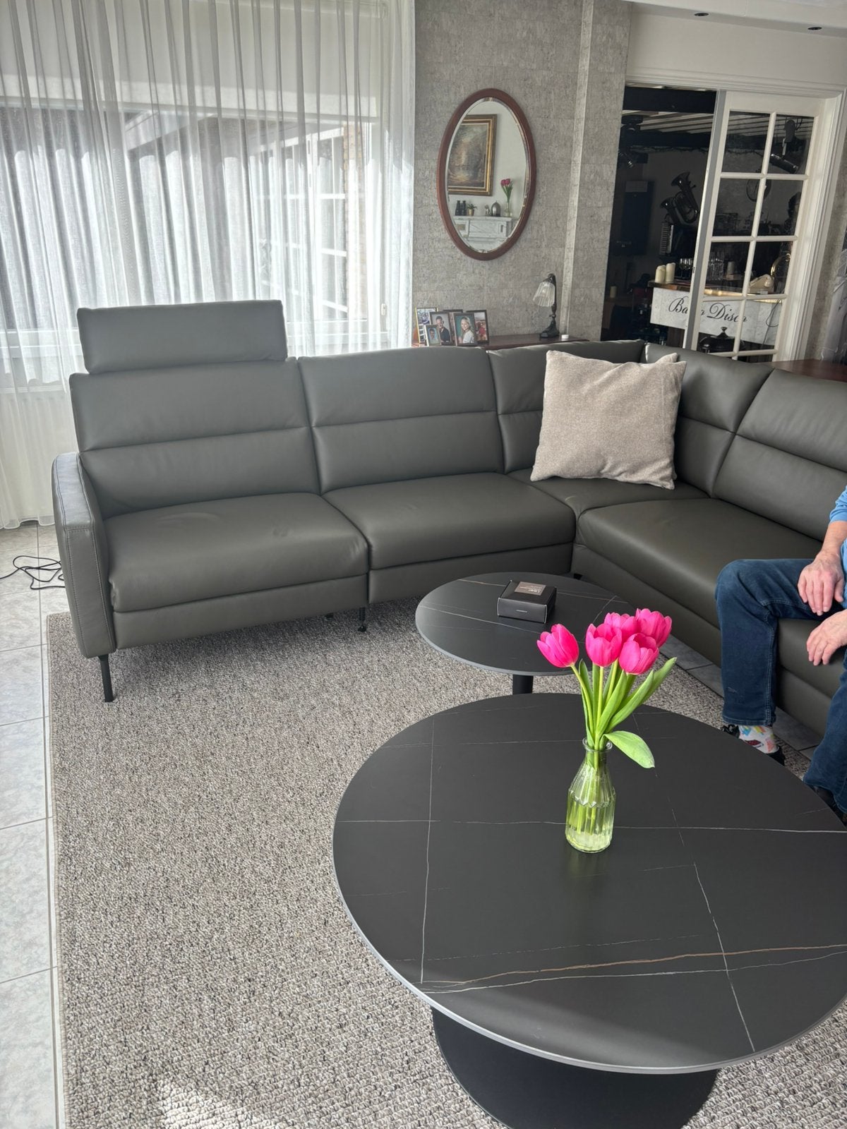 Leren hoekbank met relaxfunctie Prominent, Huis en Inrichting, Banken | Bankstellen, Ophalen, 250 tot 300 cm, 100 tot 125 cm, Hoekbank