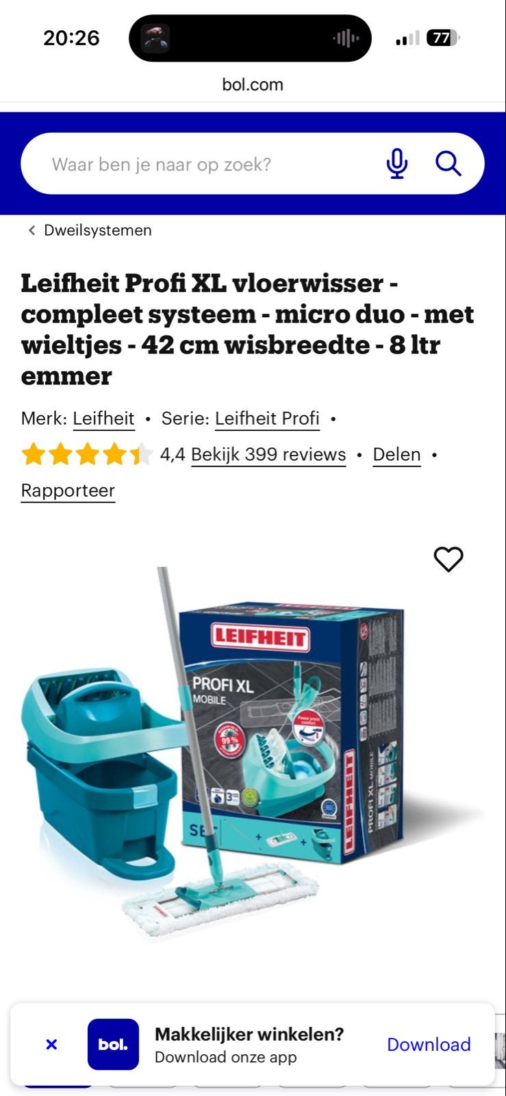 Drie dweilen Leifheit Profi XL vloerwisser compleet systeem, Ophalen of Verzenden, Dweilemmer, -bak, of -wagen