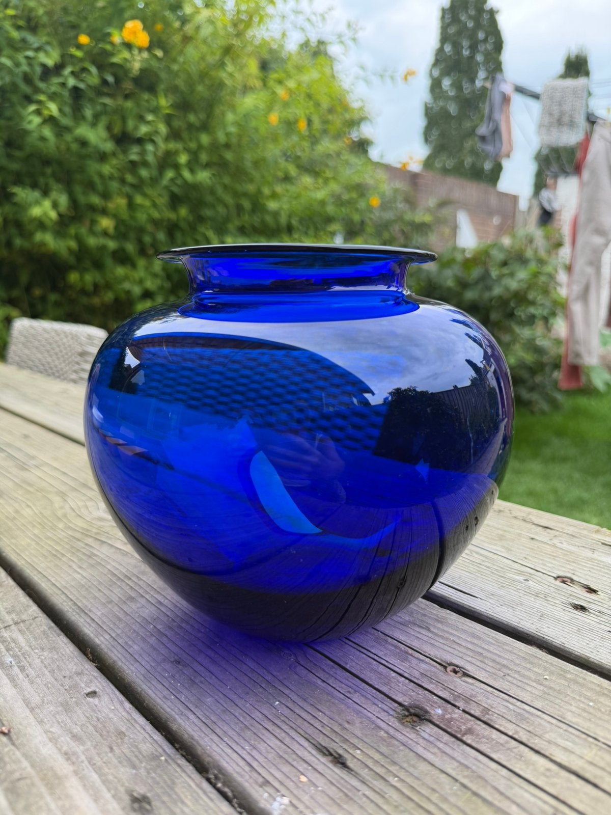 Mooie Glasfabriek Leerdam De Bazel kobalt blauwe vaas, Antiek en Kunst, Ophalen of Verzenden