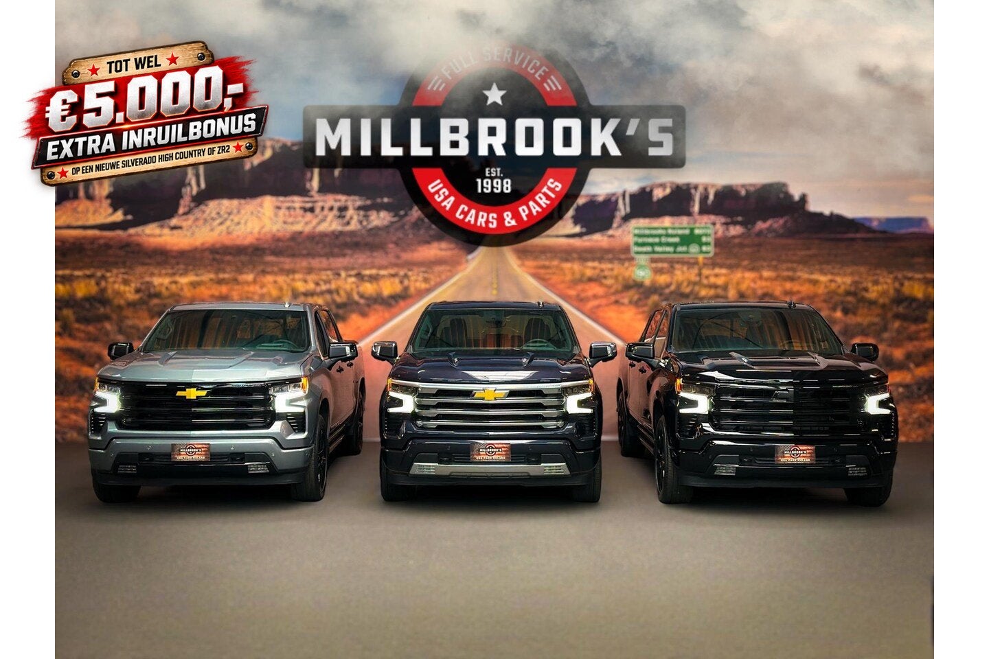 Chevrolet Silverado USA High Country 6.2 V8 420 PK, BPM VRIJ, 8 cilinders, 4 stoelen, Leder, Nieuw