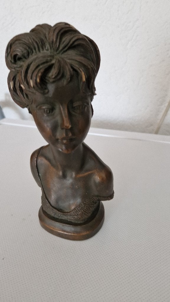 brocant beeld buste gesigneerd, Ophalen of Verzenden, Buste, 20 - 50 cm