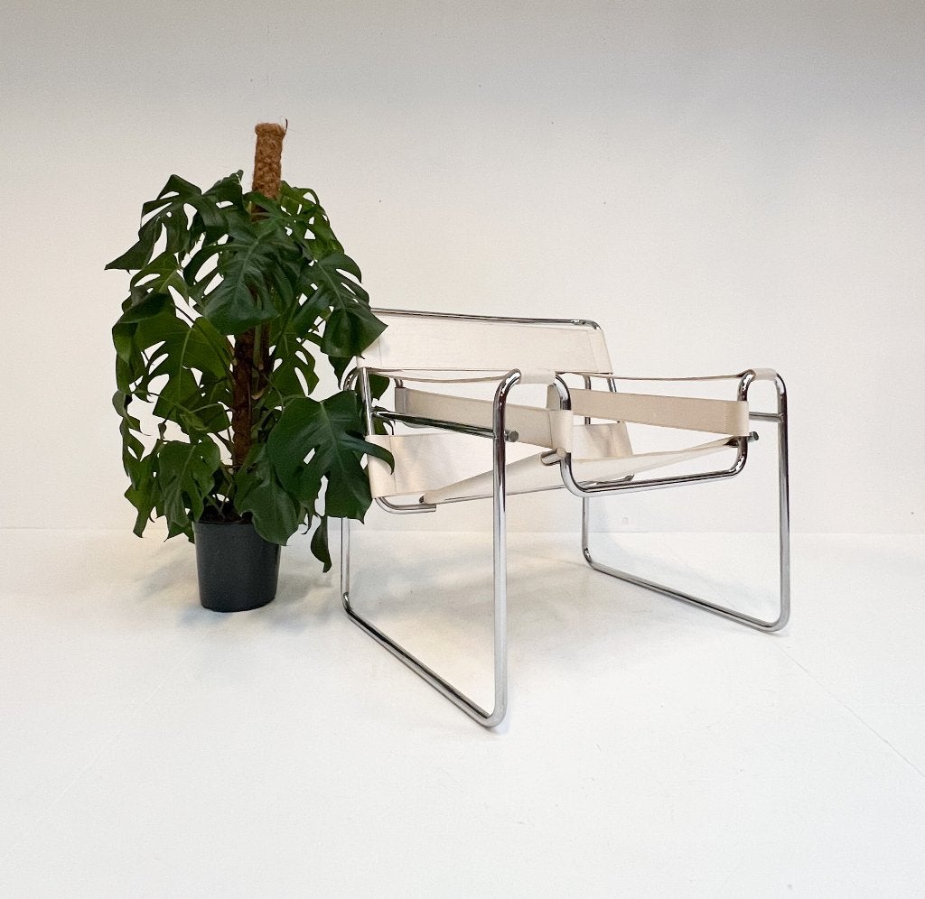 Wassily B3 fauteuil toegeschreven aan Marcel Breuer, 1970's, Gebruikt, Minder dan 75 cm, Design, Leer